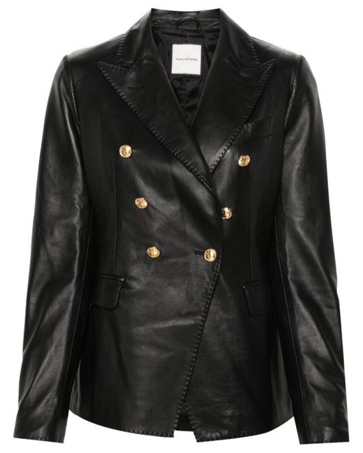 Tagliatore double-breasted leather blazer
