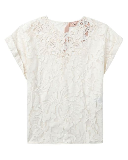 N.21 lace-detailed short-sleeve blouse