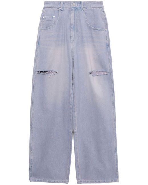 Sjyp distressed-finish wide-leg jeans