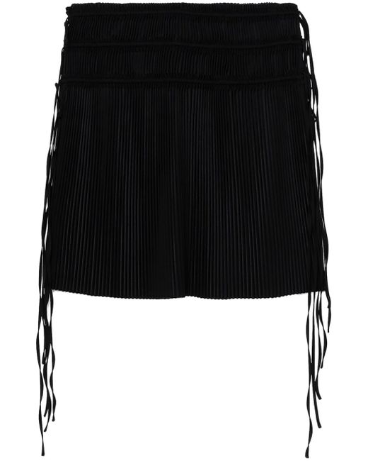 Helmut Lang strap-detail pleated midi skirt