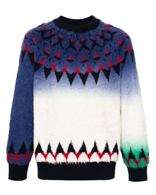 Sacai patterned-jacquard knitted jumper