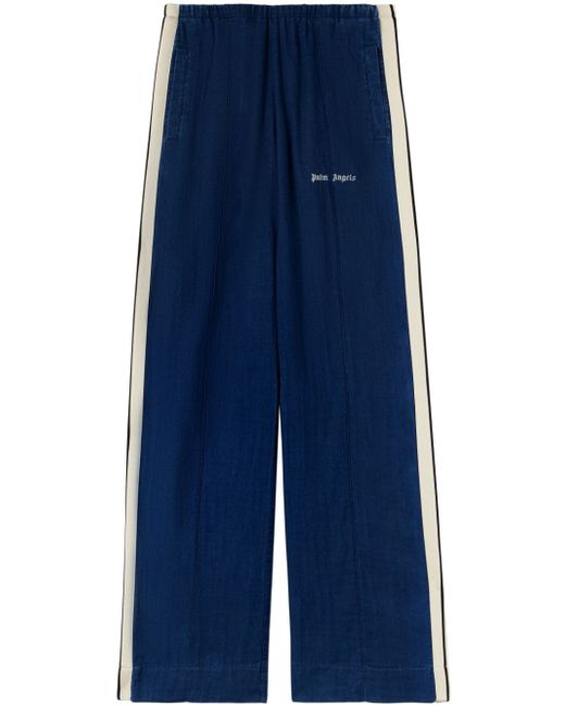 Palm Angels side-stripe chambray trousers