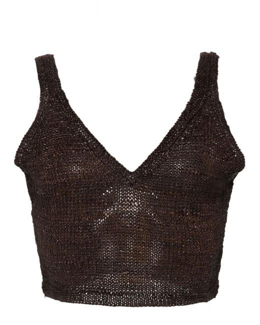 Dragon Diffusion knitted leather cropped top