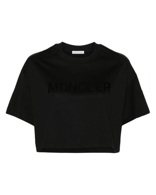 Moncler sequin-logo cropped T-shirt