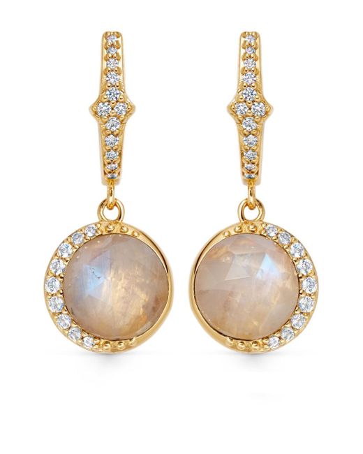 Astley Clarke 18kt recycled yellow Luna moonstone and sapphire drop earrings