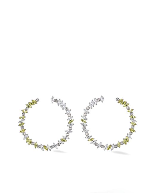 Lark & Berry sterling Rainbow Veto Daisy sapphire and diamond hoop earrings