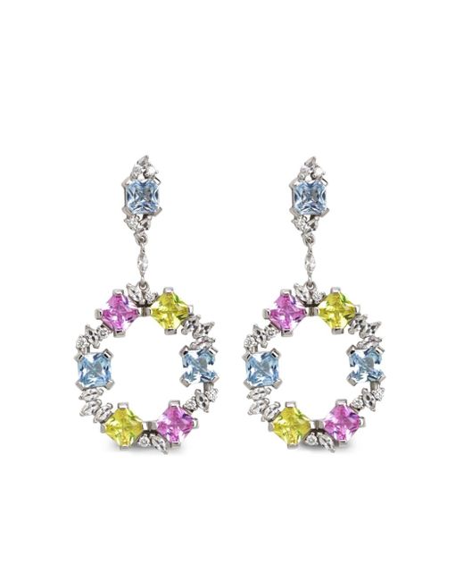 Lark & Berry 14kt white gold Blossom multi-stone drop earrings