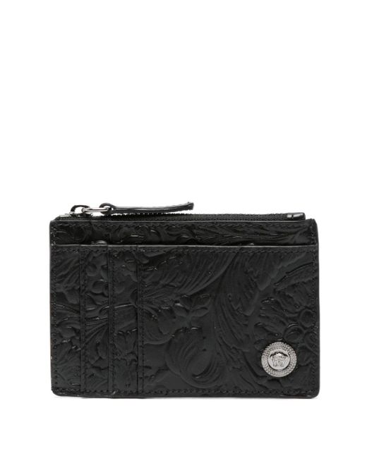Versace Barocco-pattern leather card holder