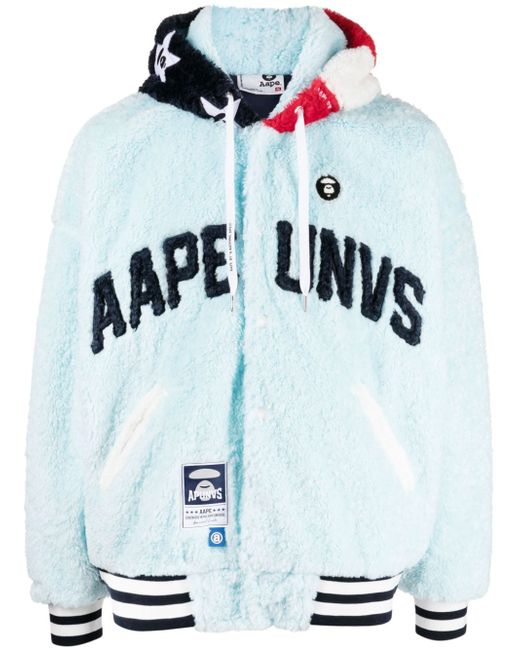 Aape By *A Bathing Ape® logo-appliqué faux-fur hoodie
