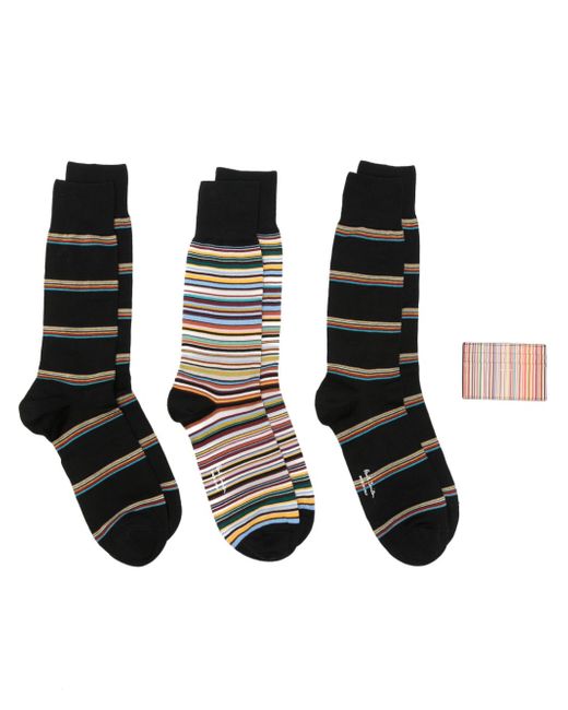 Paul Smith Artist Stripe socks and cardholder set of four