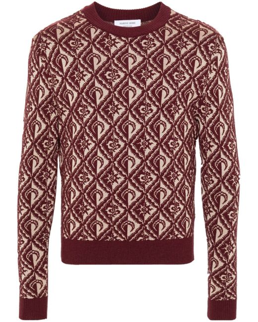 Marine Serre patterned-jacquard wool-blend jumper