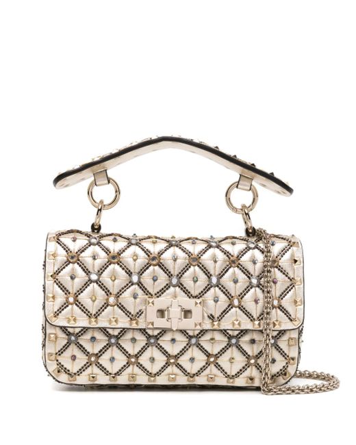 Valentino Garavani bead-embellished metallic tote bag