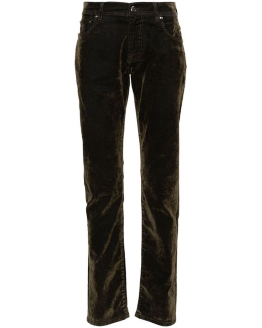 Corneliani mid-rise tapered velvet jeans