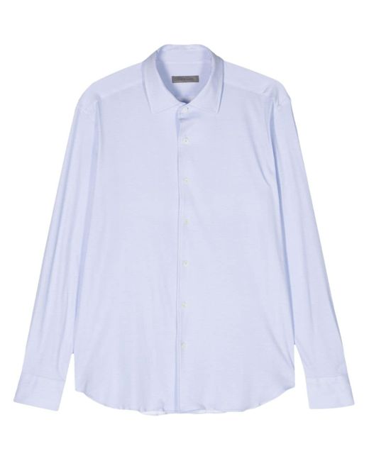 Corneliani herringbone spread-collar shirt