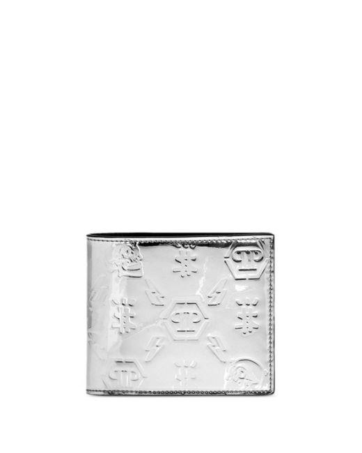 Philipp Plein monogram-embossed metallic wallet