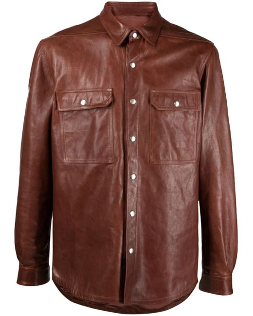 Rick Owens long-sleeved leather shirt jacket
