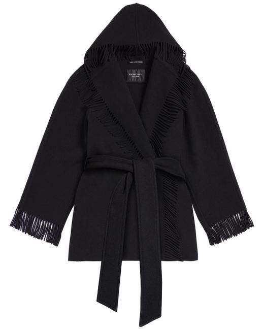 Balenciaga fringed wrap coat