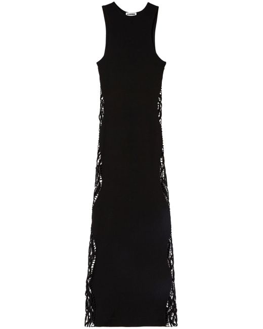 Jil Sander lace-panel long sleeveless dress