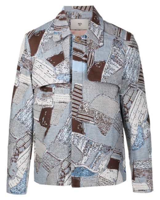 Misci Boia concealed-front patchwork jacket