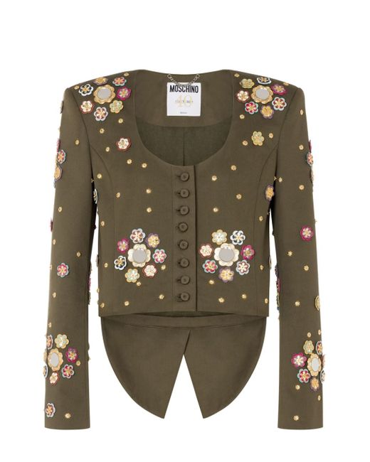 Moschino floral-appliqué cropped jacket