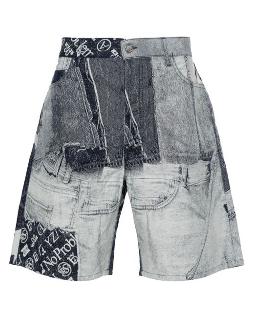 Aries jacquard-patchwork denim shorts