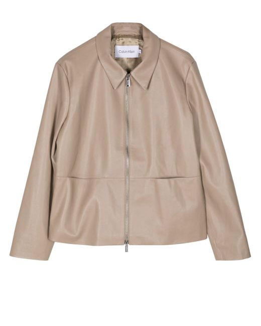 Calvin Klein regenerated-leather zip-up jacket