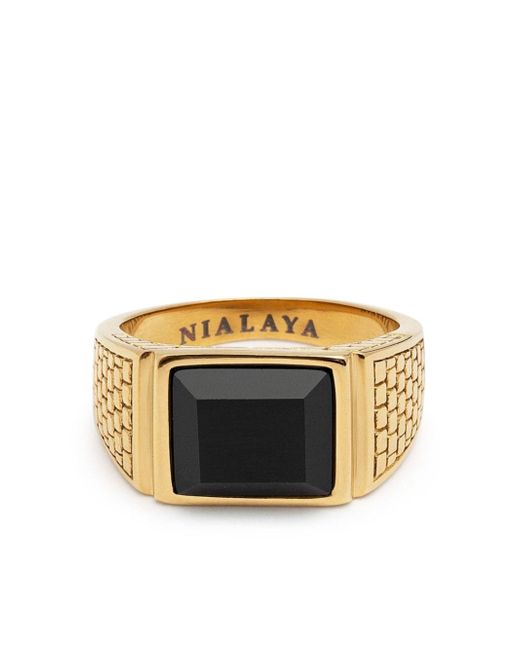Nialaya Jewelry Brick agate signet ring