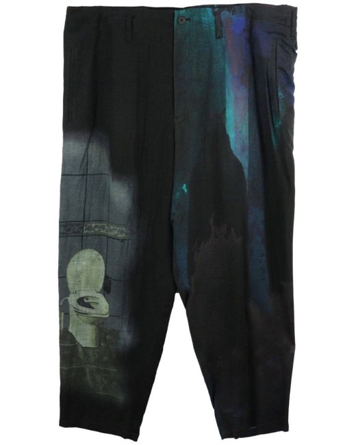 Yohji Yamamoto printed drop-crotch trousers