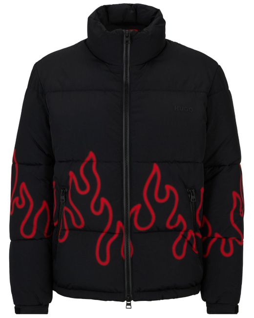 Hugo Boss flame-print quilted jacket