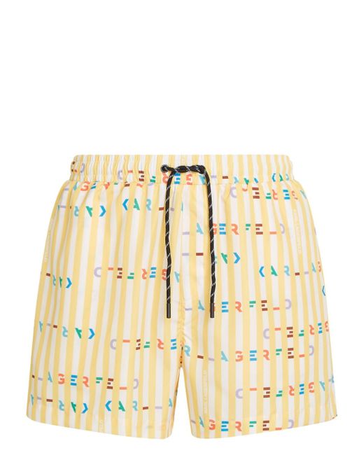 Karl Lagerfeld logo-print striped swim shorts