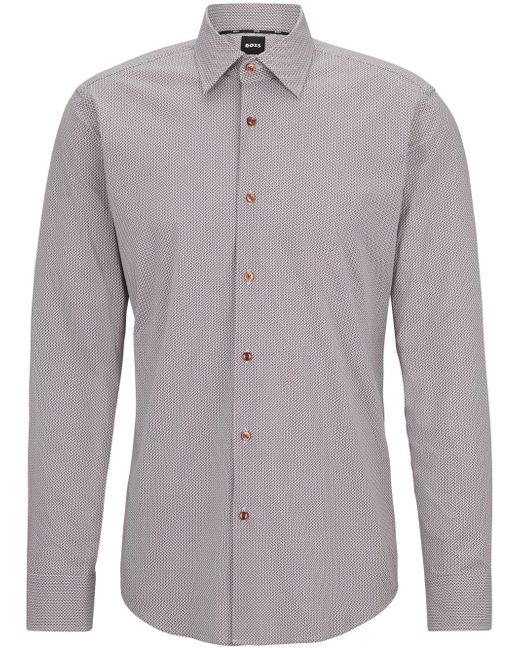 Boss geometric-print spread-collar shirt