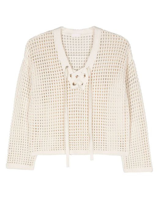 Liu •Jo bow-detail open-knit jumper