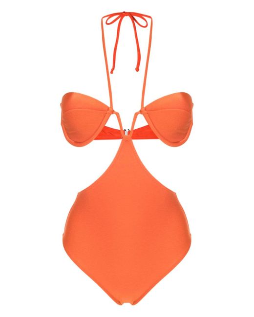 Adriana Degreas logo-charm cut-out swimsuit