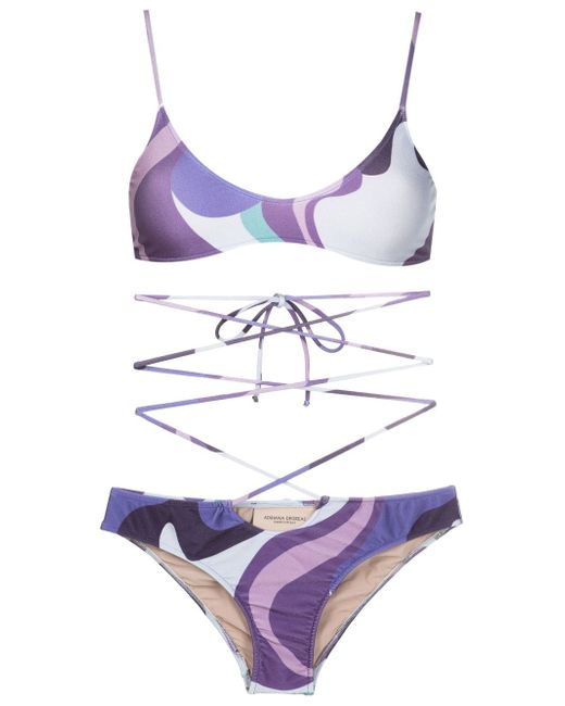 Adriana Degreas wave-print strappy bikini