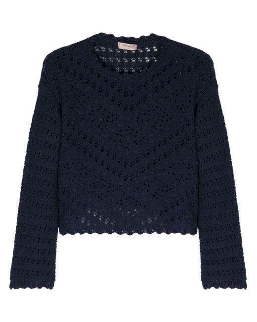 Twin-Set crochet-knit cotton jumper