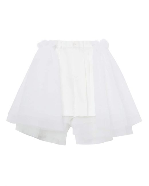 Noir Kei Ninomiya tulle-overlay tailored shorts
