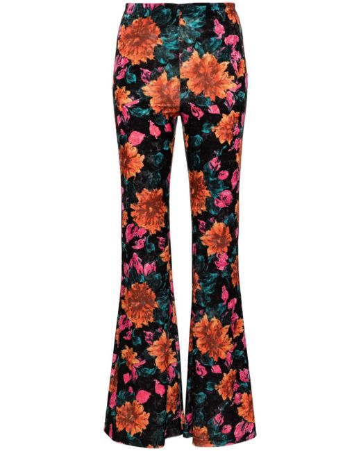 Rotate Birger Christensen floral-print velour flared trousers