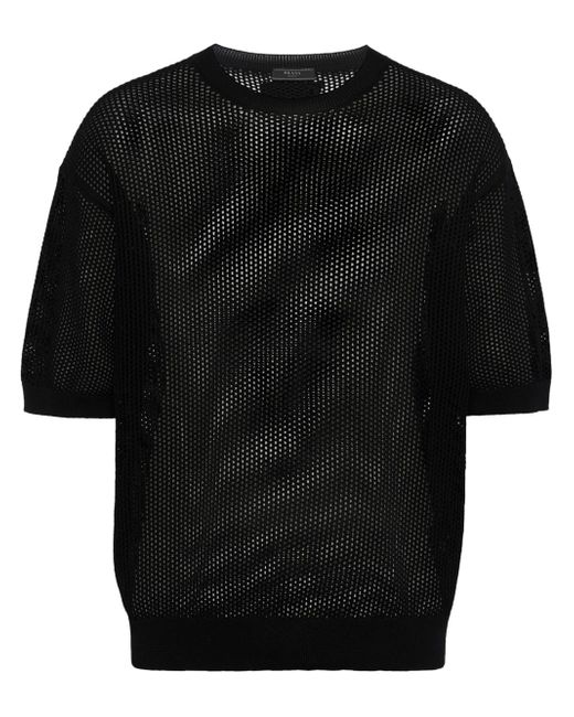 Prada open-knit short-sleeved jumper