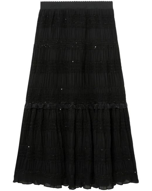 tout a coup ruffle-detail tiered midi skirt