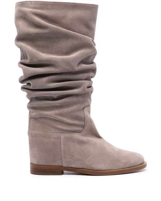 Via Roma 15 ruched suede flat boots
