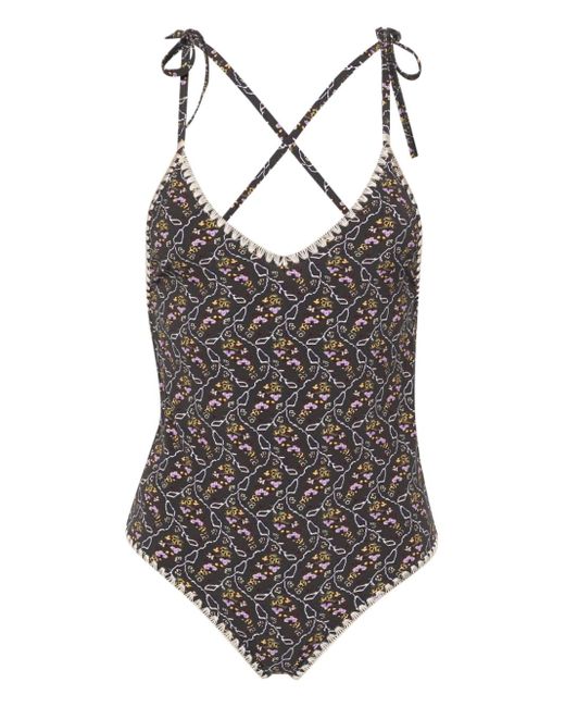 Isabel Marant Swan floral-print swimsuit