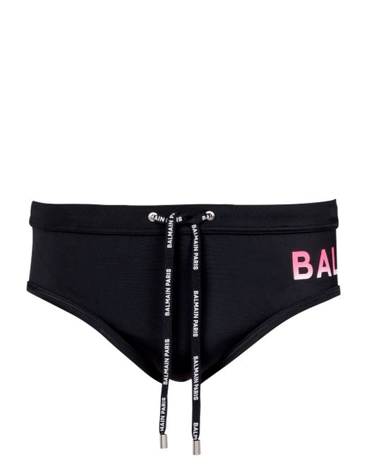 Balmain logo-print drawstring swim trunks
