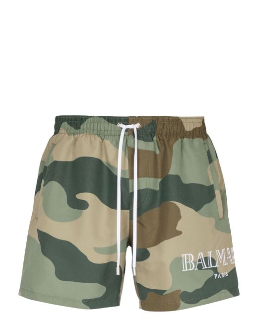 Balmain camouflage-print swim shorts