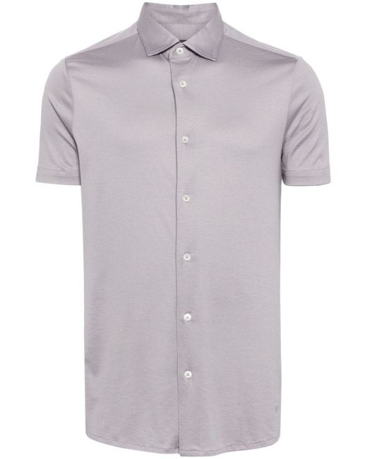 Emporio Armani short-sleeve lyocell-cotton shirt