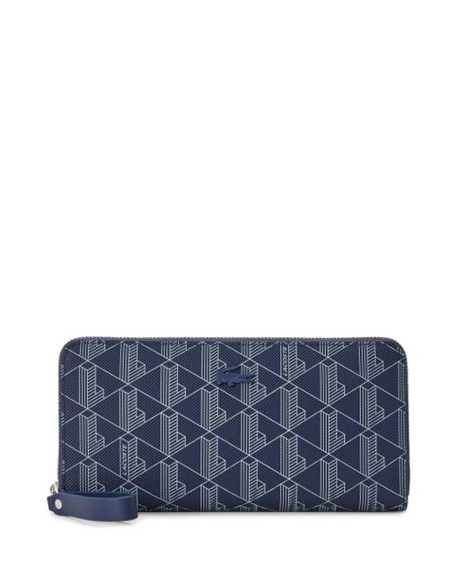 Lacoste logo-appliqué geometric-print zip-around wallet