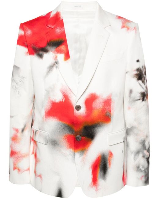 Alexander McQueen blotch-print cotton blazer
