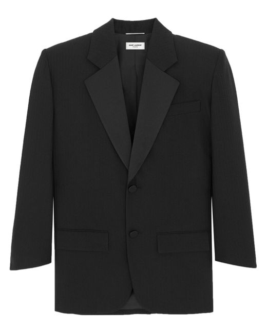 Saint Laurent raised-stripe wool tuxedo jacket