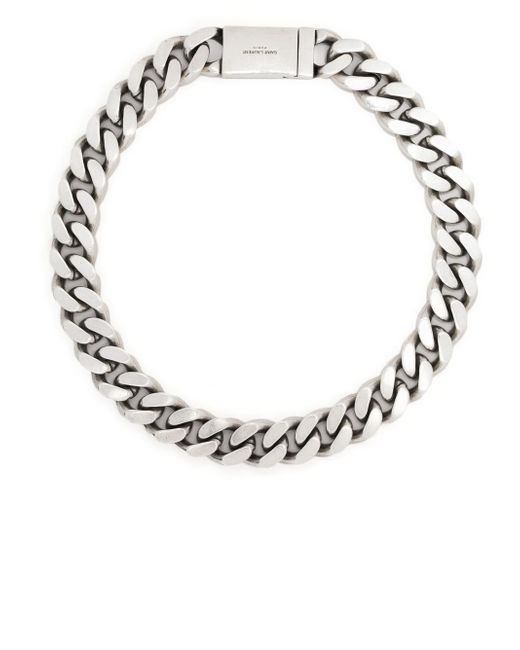 Saint Laurent logo-engraved chain-detail necklace