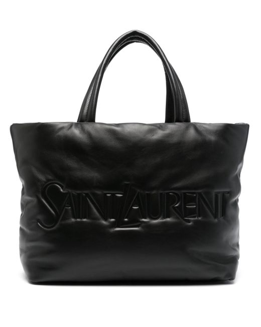 Saint Laurent logo-debossed leather tote bag
