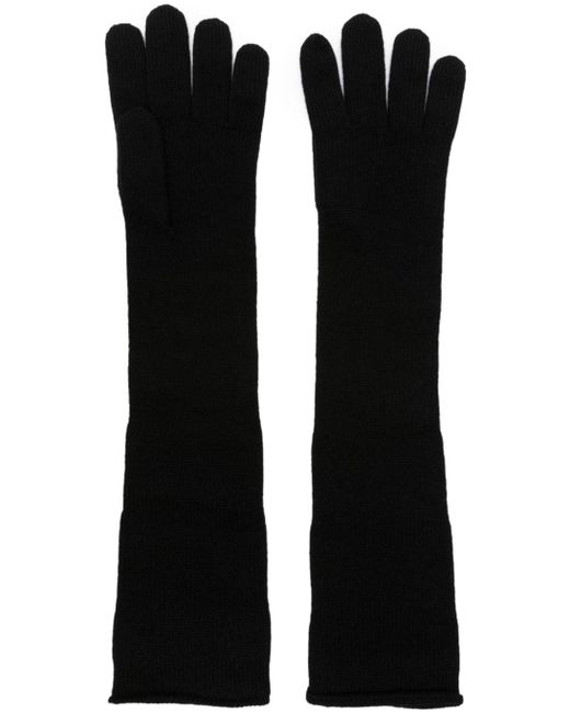 Saint Laurent logo-patch cashmere gloves